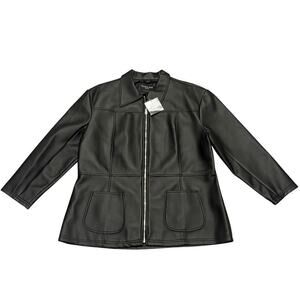 Neutral Zone Matte Black Faux Leather Jacket 22W NEW Chic Edgy Capsule Full Zip